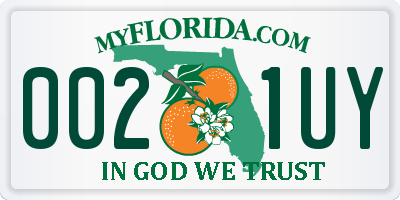 FL license plate 0021UY
