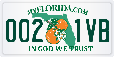 FL license plate 0021VB