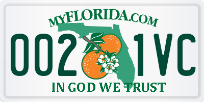 FL license plate 0021VC