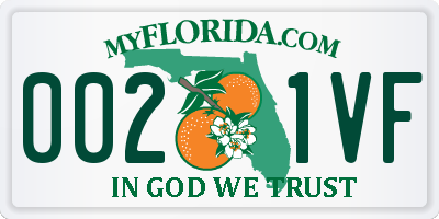 FL license plate 0021VF