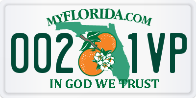 FL license plate 0021VP