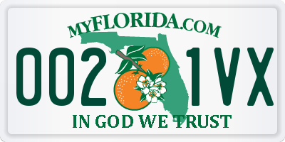 FL license plate 0021VX