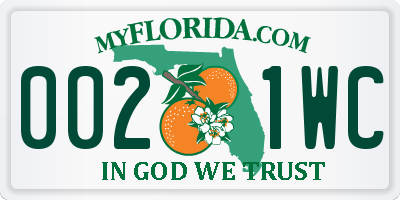 FL license plate 0021WC