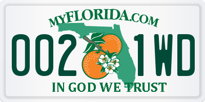FL license plate 0021WD