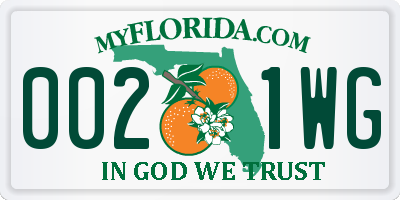 FL license plate 0021WG