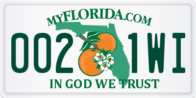 FL license plate 0021WI