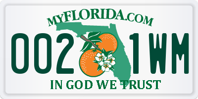 FL license plate 0021WM