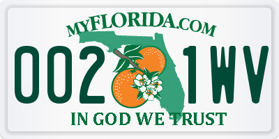 FL license plate 0021WV