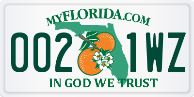 FL license plate 0021WZ