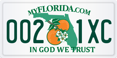 FL license plate 0021XC