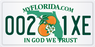 FL license plate 0021XE