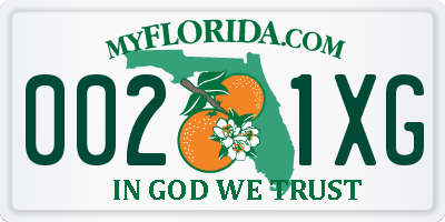 FL license plate 0021XG