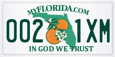 FL license plate 0021XM