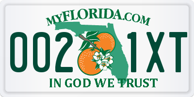FL license plate 0021XT