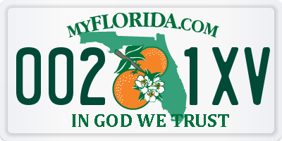 FL license plate 0021XV