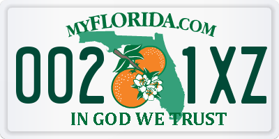 FL license plate 0021XZ