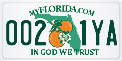 FL license plate 0021YA