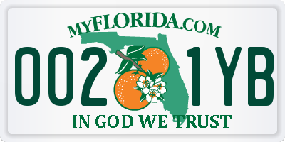 FL license plate 0021YB