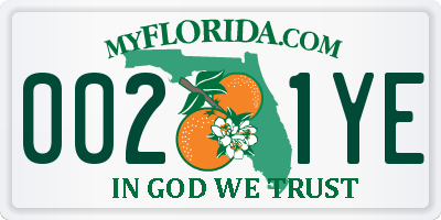 FL license plate 0021YE