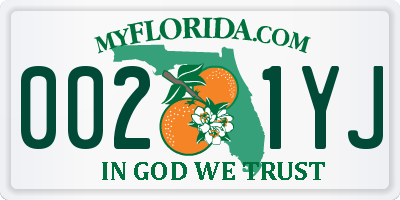 FL license plate 0021YJ