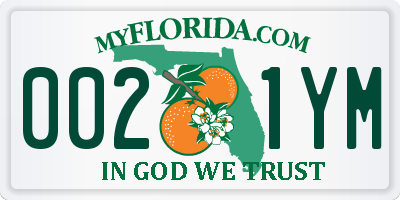 FL license plate 0021YM