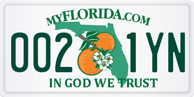 FL license plate 0021YN
