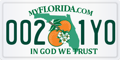 FL license plate 0021YO