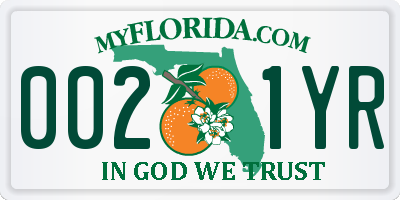 FL license plate 0021YR