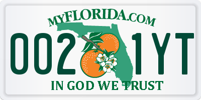 FL license plate 0021YT