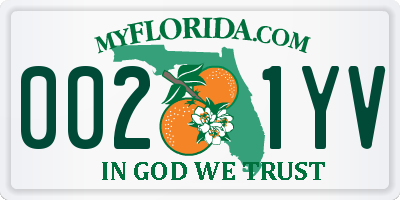 FL license plate 0021YV