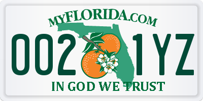 FL license plate 0021YZ