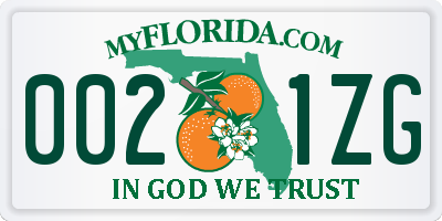 FL license plate 0021ZG