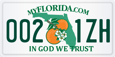 FL license plate 0021ZH