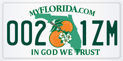 FL license plate 0021ZM