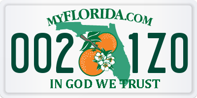 FL license plate 0021ZO
