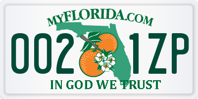 FL license plate 0021ZP