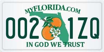 FL license plate 0021ZQ