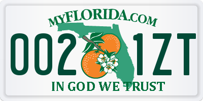 FL license plate 0021ZT