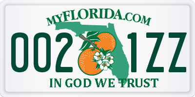 FL license plate 0021ZZ