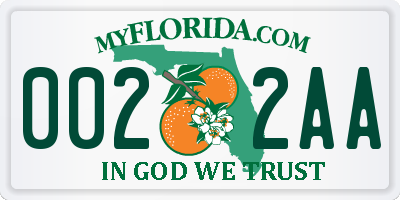 FL license plate 0022AA