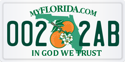 FL license plate 0022AB