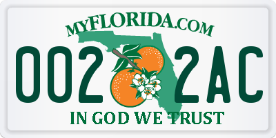 FL license plate 0022AC