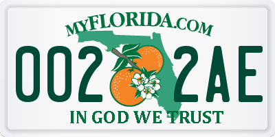 FL license plate 0022AE