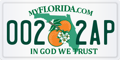 FL license plate 0022AP