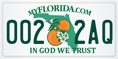 FL license plate 0022AQ