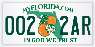 FL license plate 0022AR