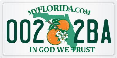 FL license plate 0022BA