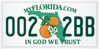 FL license plate 0022BB