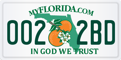 FL license plate 0022BD