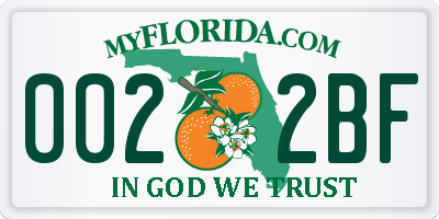 FL license plate 0022BF